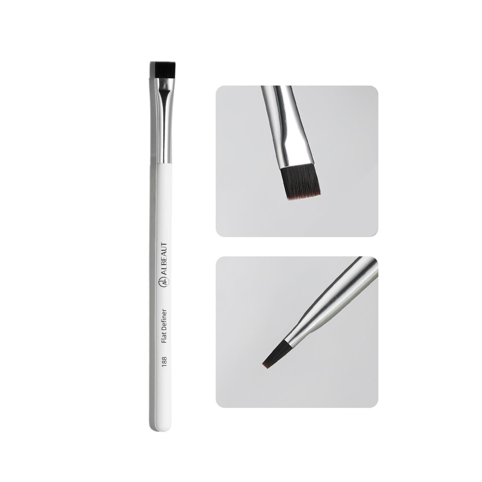Brocha ALBEAUT plana para cejas con cerdas densas para delinear con precisión.