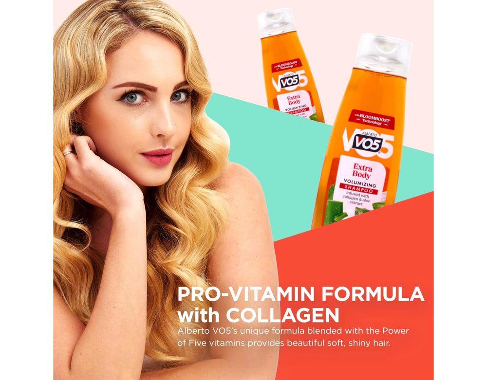 Alberto VO5 Champú Volumen Extra, cabello húmedo listo para peinar con volumen