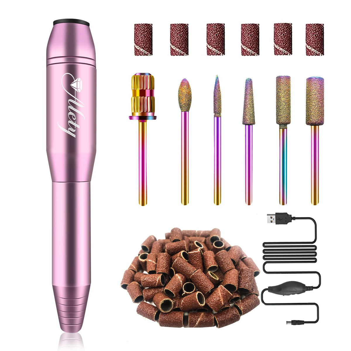 Alety lima eléctrica de uñas, kit profesional, acabado suave.