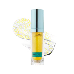 Algenist GENIUS Serum: frasco líquido iluminando la piel, firmeza.