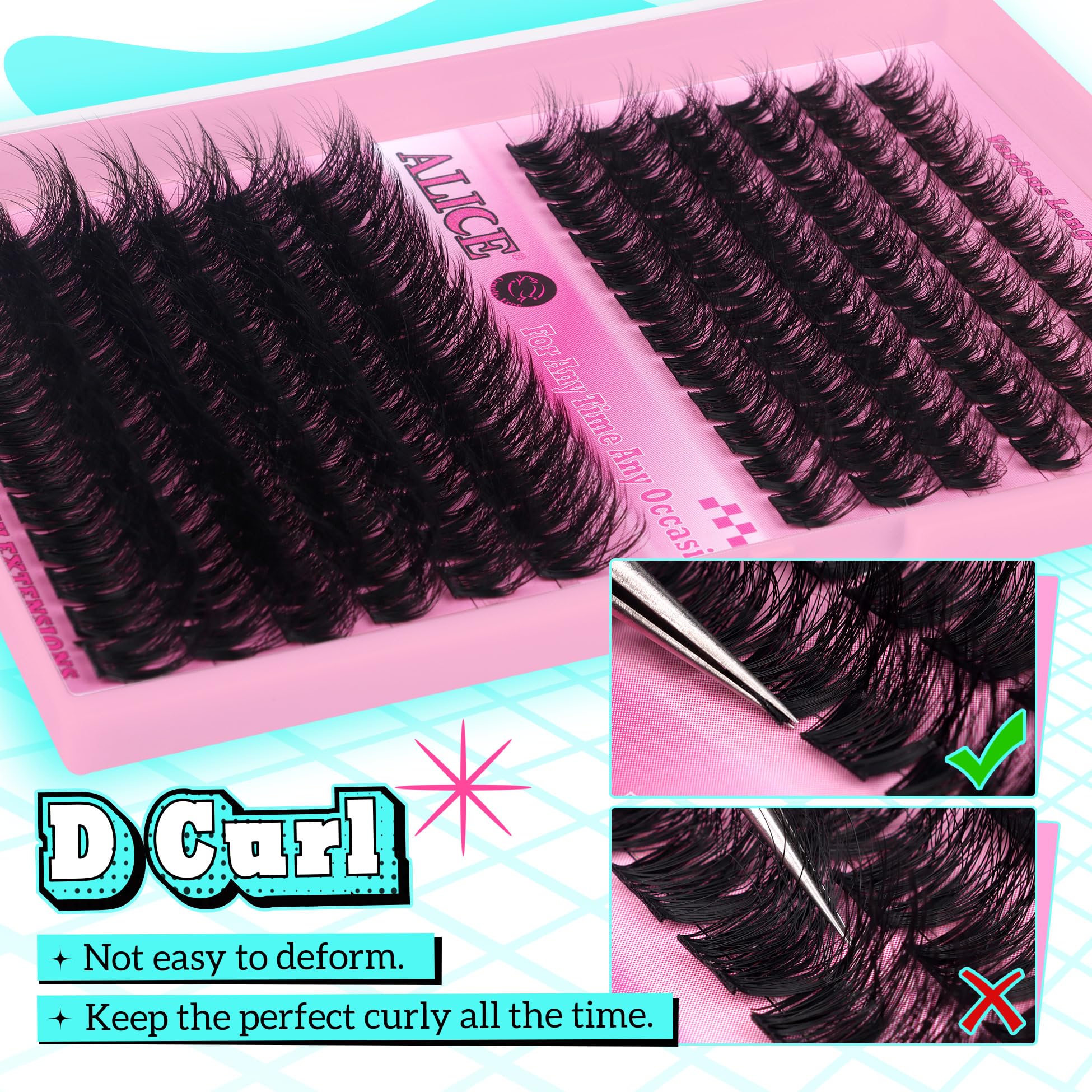 ALICE cat-eye look with lash clusters for added definition.