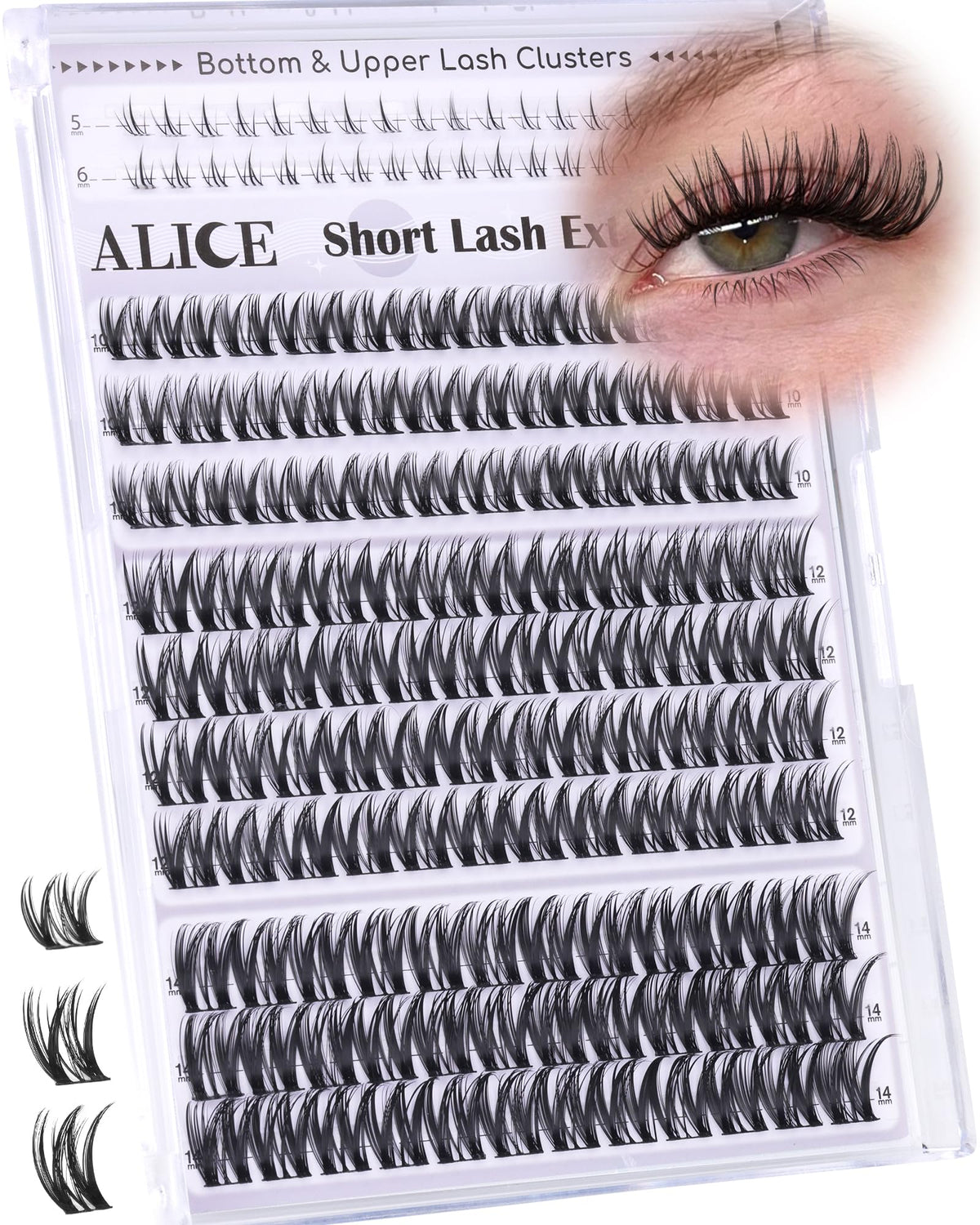 ALICE Flaunt Lash Clusters con diseño 10-14mm y gradiente natural para un look auténtico