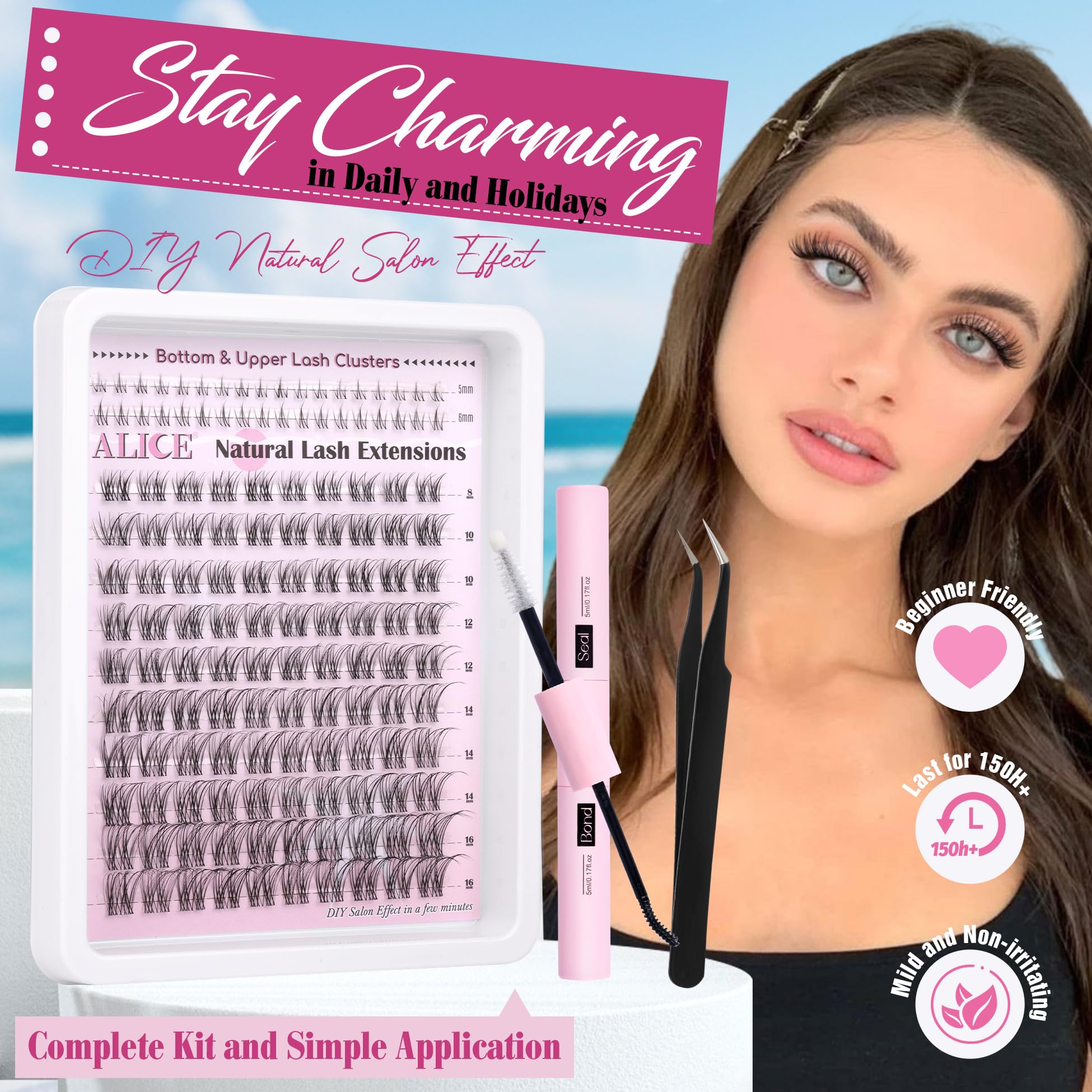 ALICE Kit racimos pestañas 5-16mm para un efecto difuminado y sutil