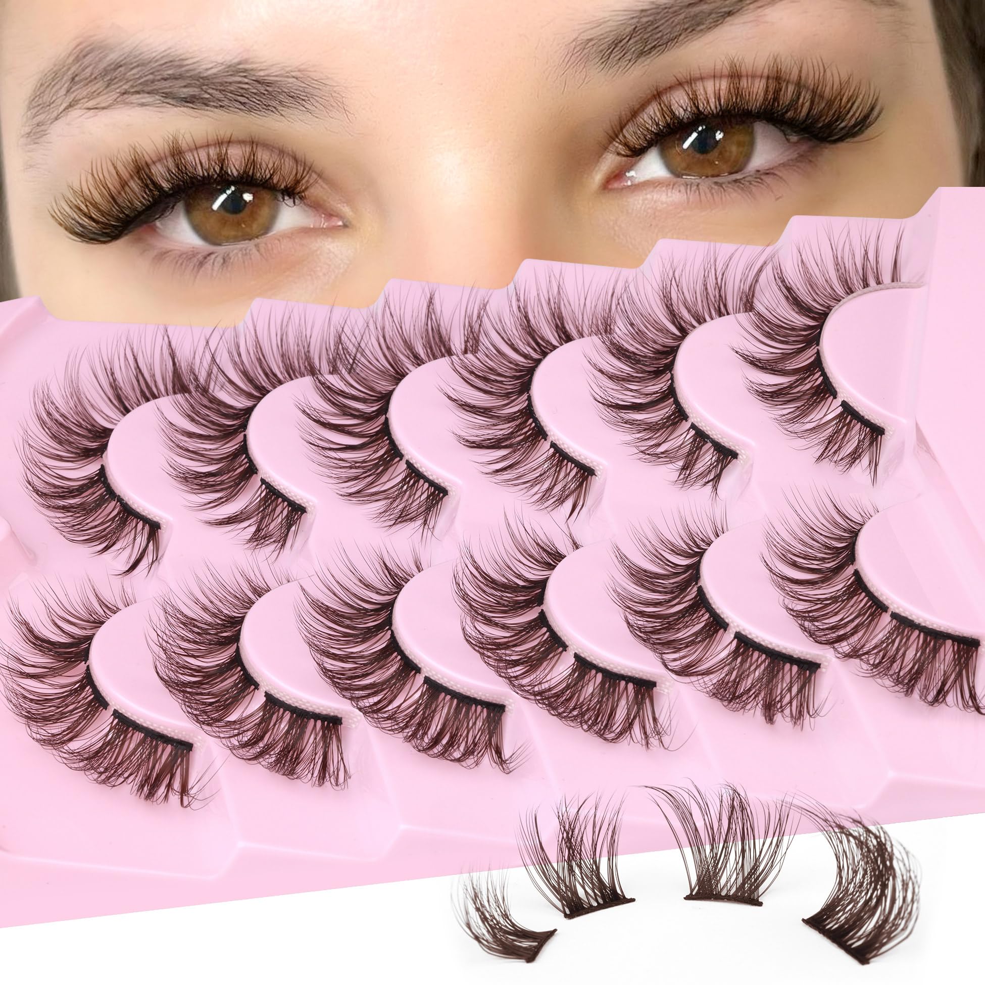 ALICE racimos pestanas 3D marron para efecto voluminoso suave.