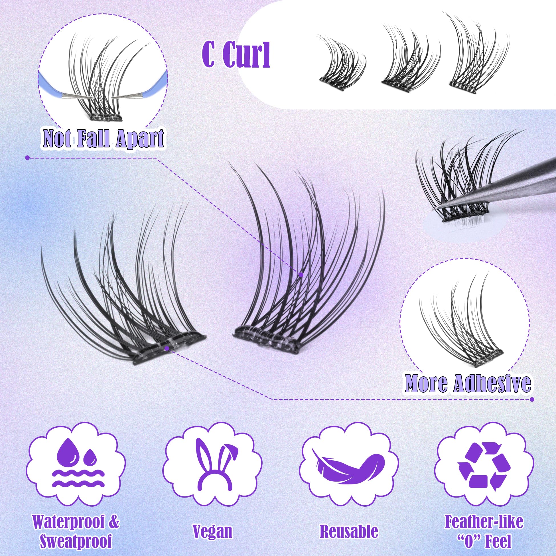 ALICE 8-12mm wispy lashes for daytime to evening looks.