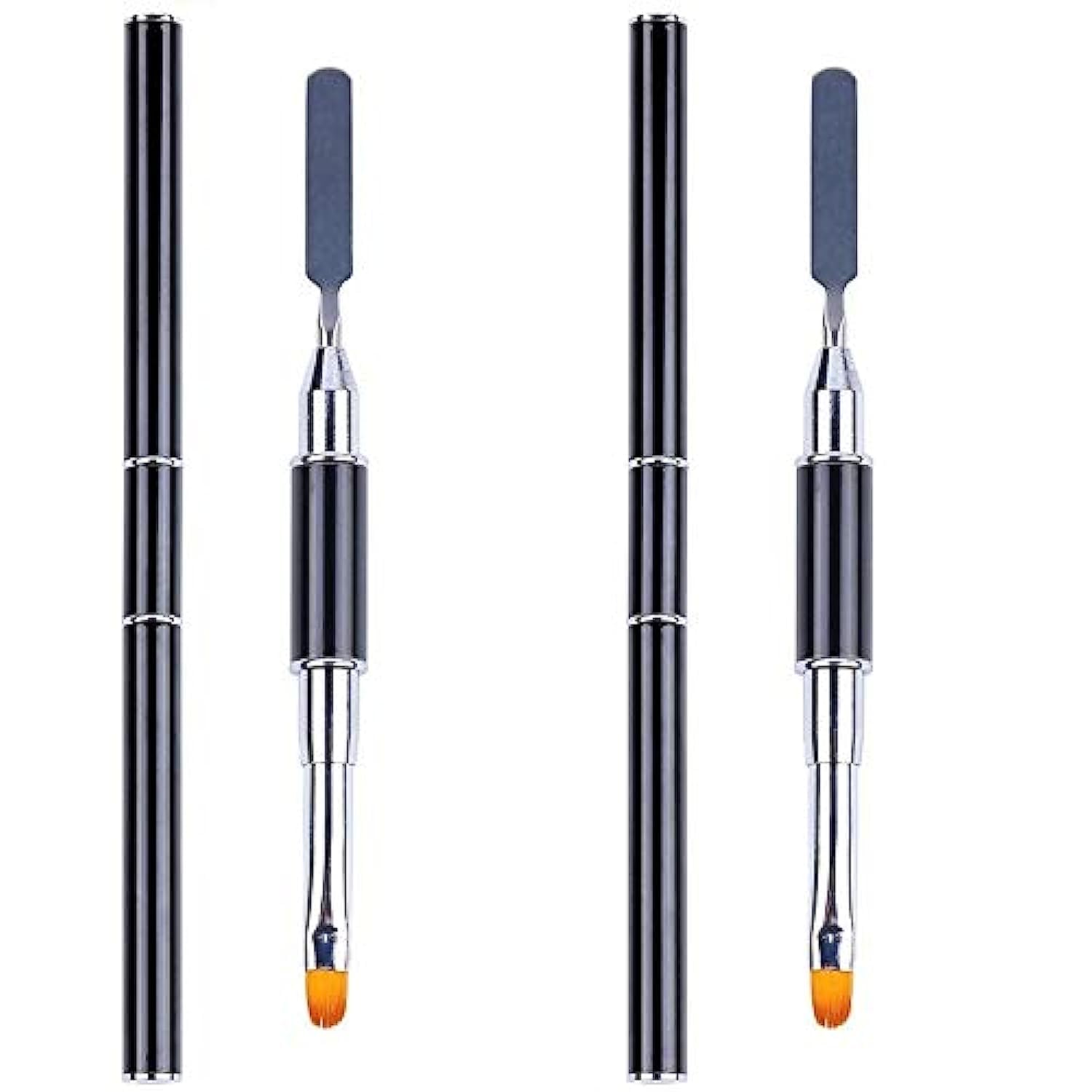 Aliotech brocha y picker de dos extremos en acero inoxidable para modelar gel con precisión