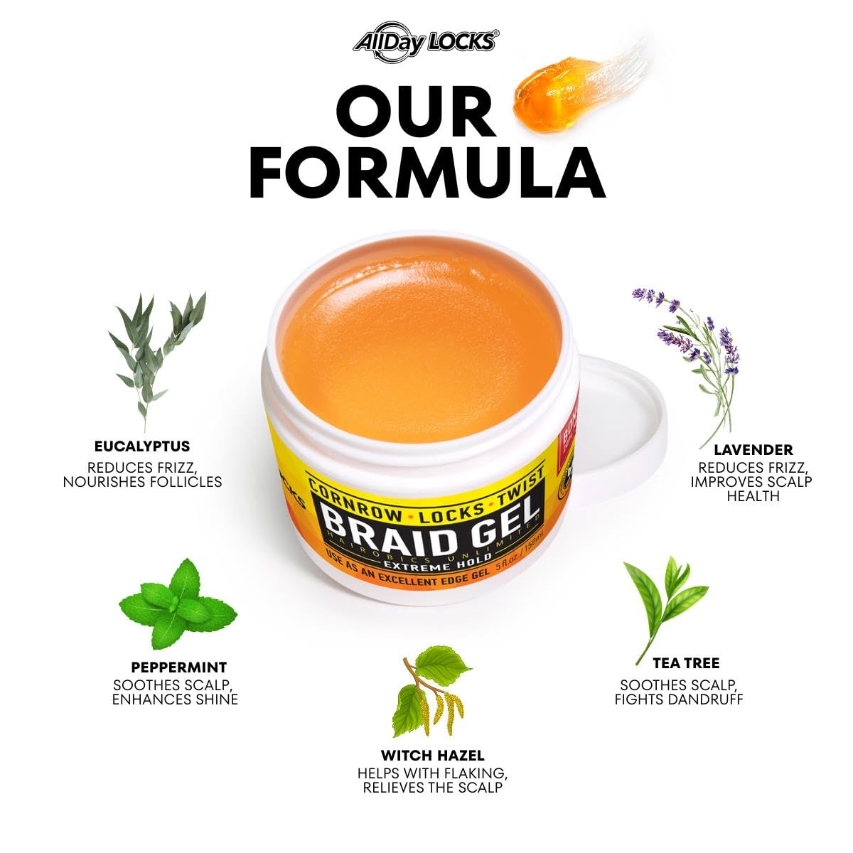AllDay Locks Braid Gel aplicación fácil para peinar y definir