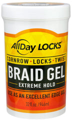 AllDay Locks Braid Gel en tarro 32 oz para fijación duradera de peinados