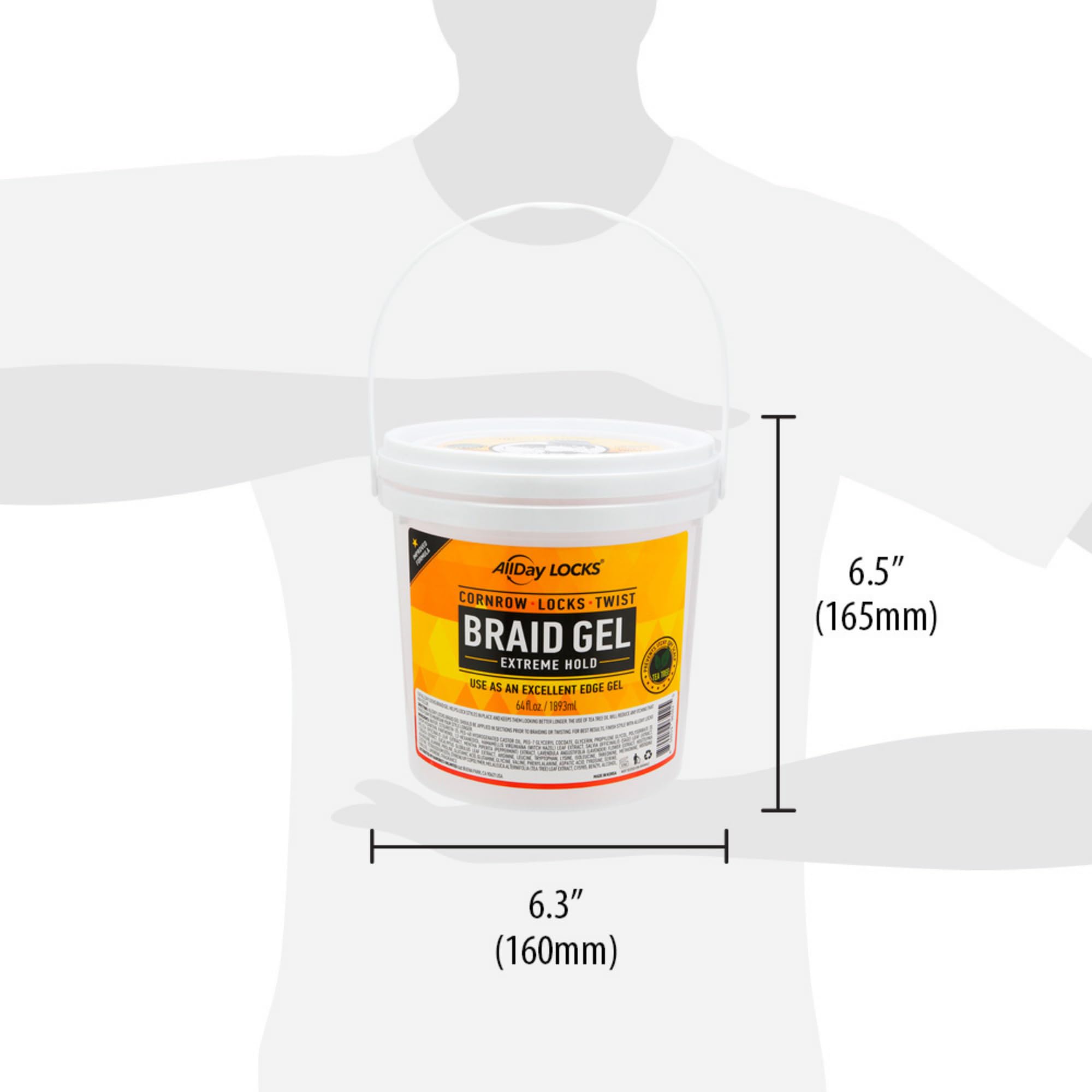 AllDay Locks Gel para trenzas, cubo: aplicación suave para definir rizos y trenzas.