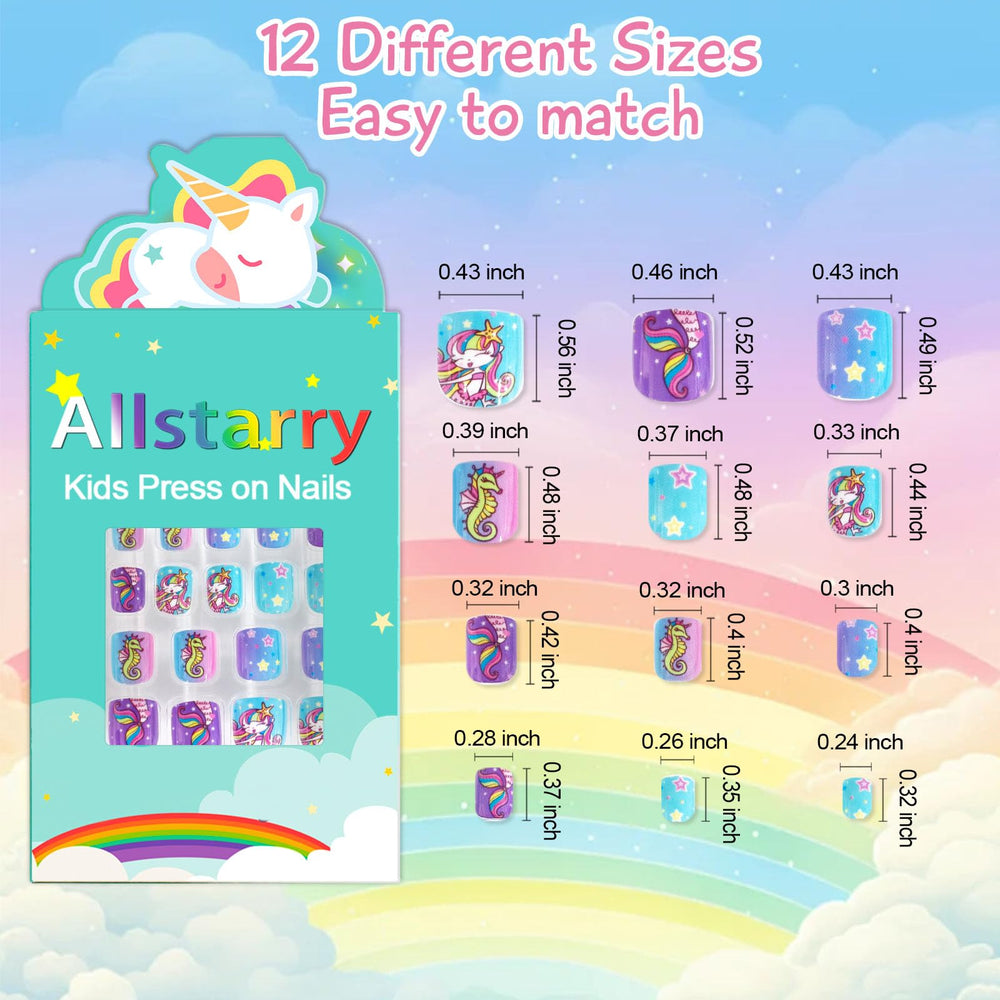 Allstarry uñas postizas para niñas, diseño océano, ideal para sesiones de fotos