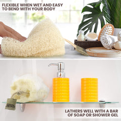 ALMOONI lufa exfoliante para cuerpo y rostro; uso diario.