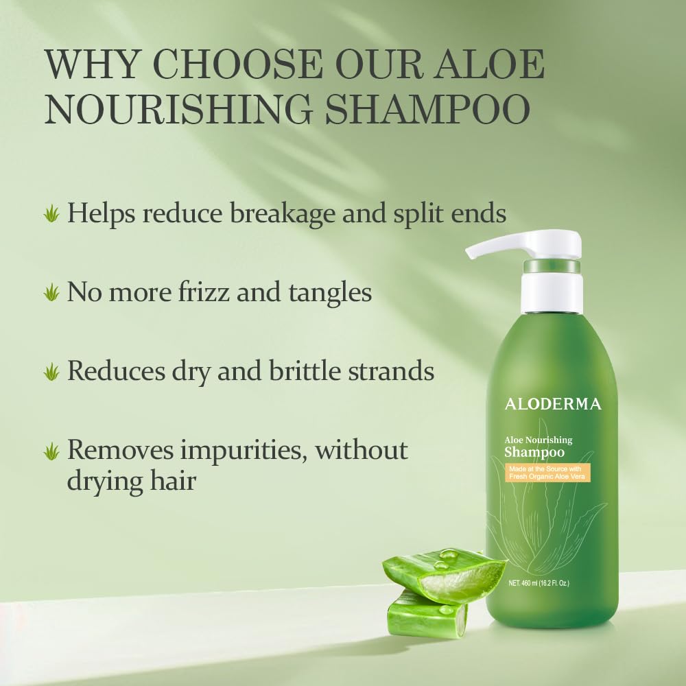 Ingredientes orgánicos visibles en Aloderma Aloe Nourishing Shampoo