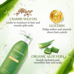 Textura cremosa de Aloderma Aloe Nourishing Shampoo para hidratación profunda