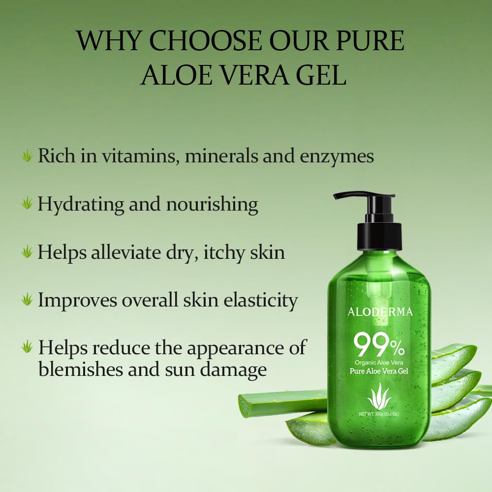 Textura gel cristalino de Aloderma ofrece alivio suave para piel seca.