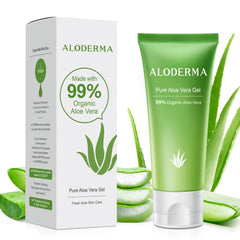 Aloderma gel aloe vera para la cara, hidratación suave y calmante.