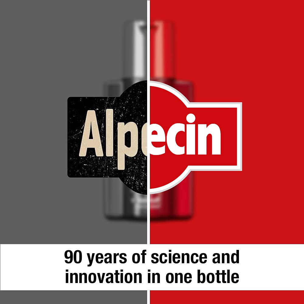 Alpecin Double Effect Shampoo, diseño de envase moderno y práctico.