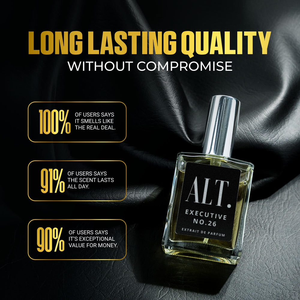 ALT. Fragrances Executive No.26: ideal para oficina o citas, con presencia sutil durante todo el día.