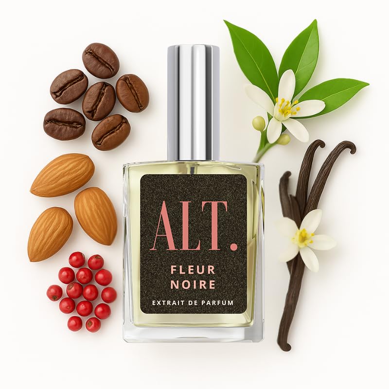 ALT. FRAGRANCES Fleur Noire, botella de perfume, ideal para llevar en el bolso.