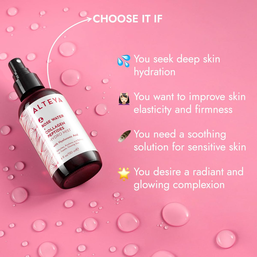 Bruma facial hidratante de Alteya Organics para uso diario.