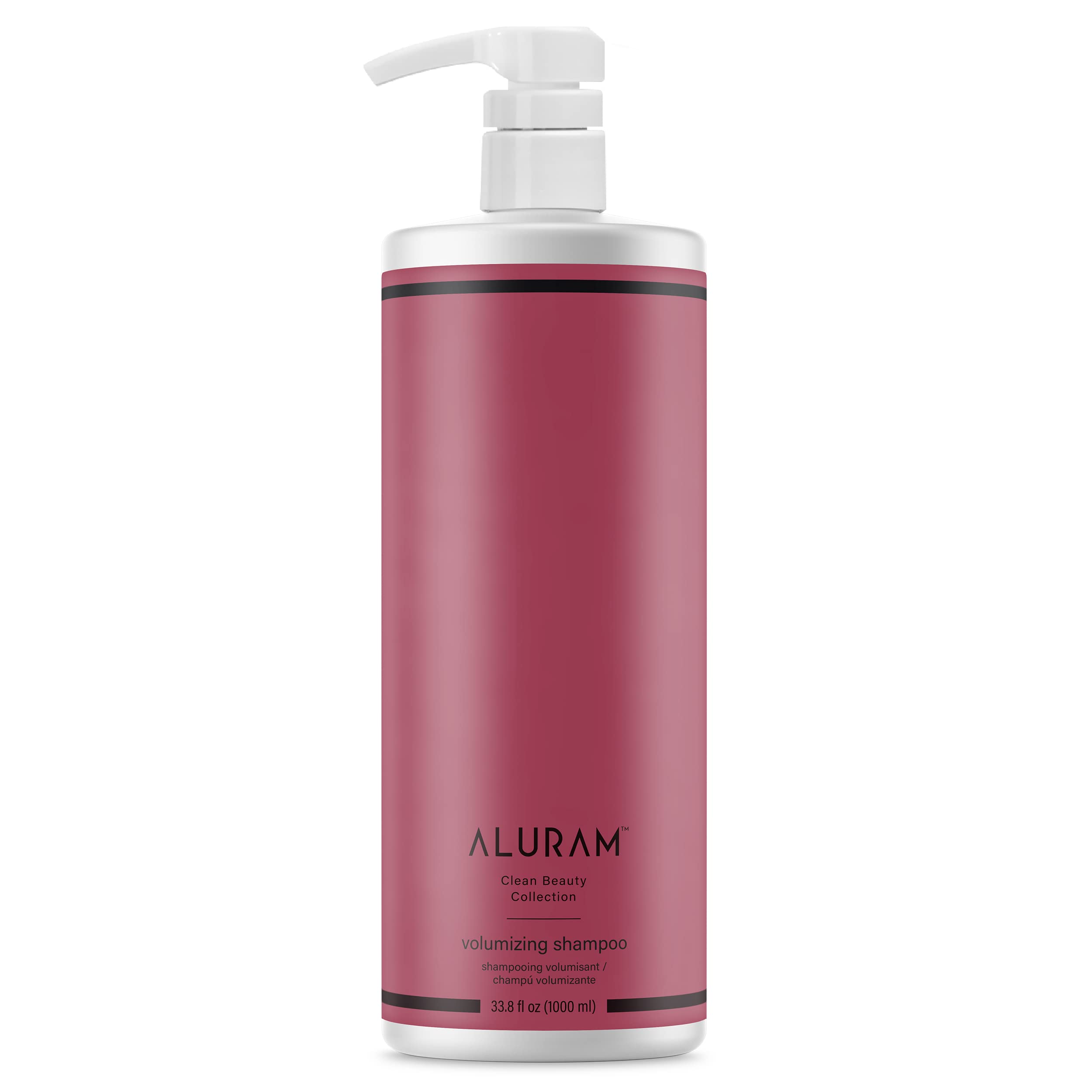 ALURAM champú voluminizador, botella frontal, aporta cuerpo ligero y movimiento natural.