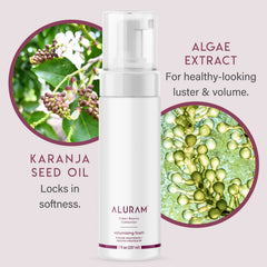 ALURAM Coconut Water Foam during hair application for flexible hold