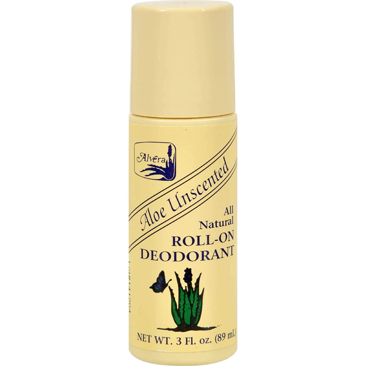 Alvera desodorante roll-on aloe sin fragancia, aplicador suave y cobertura uniforme