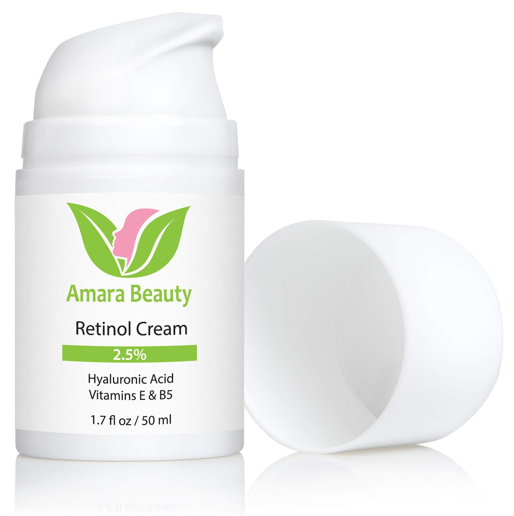 Amara Beauty Retinol Cream jar close-up shows hydrating texture