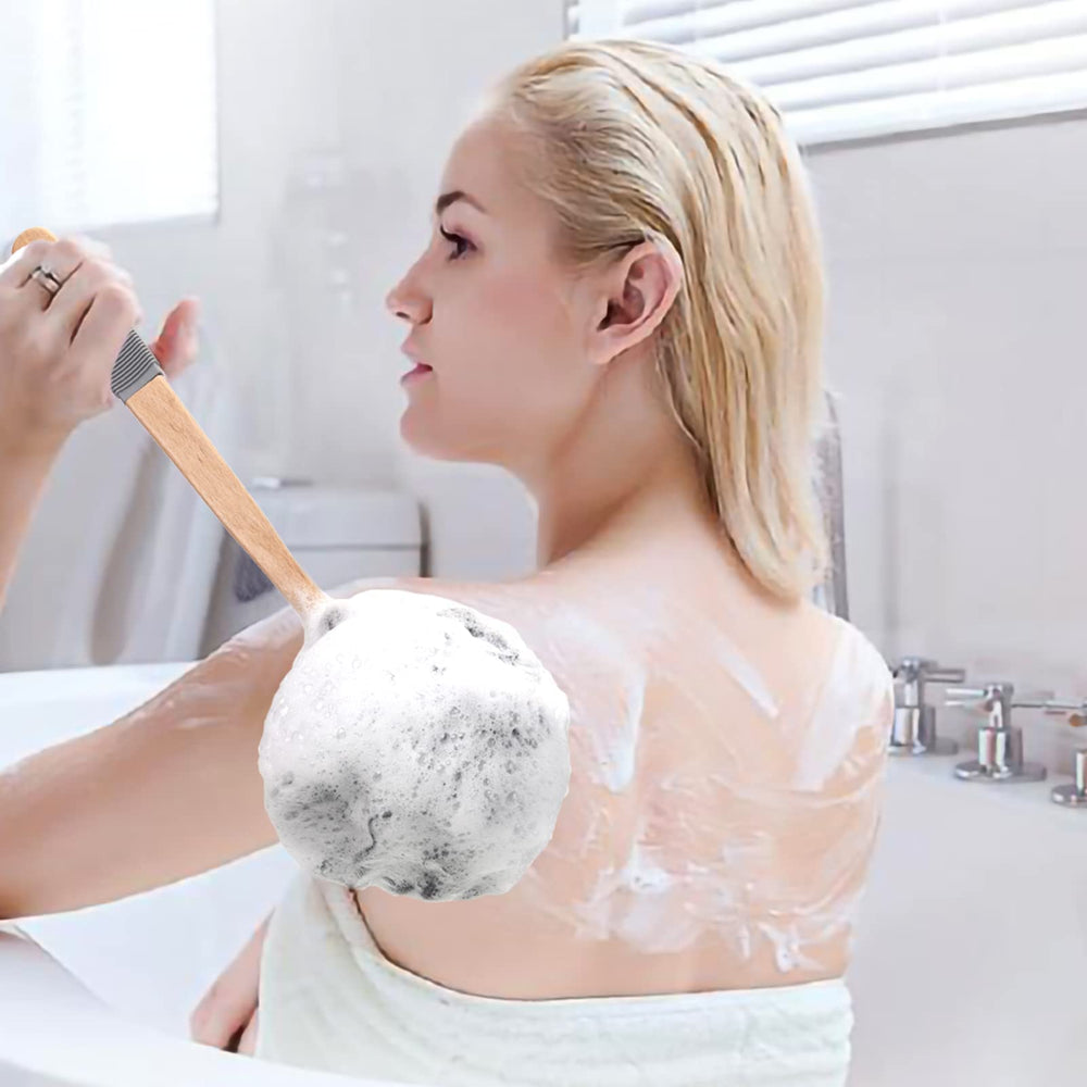 AmazerBath mango de haya natural facilita la limpieza de espalda