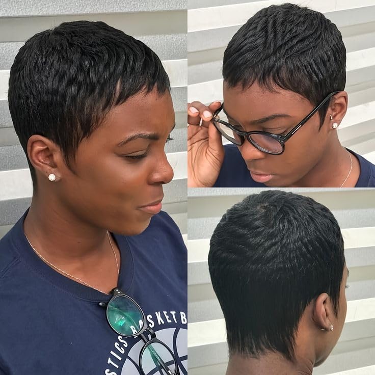 Amecire Pixie Corte con franja, acabado moderno y fácil de peinar.