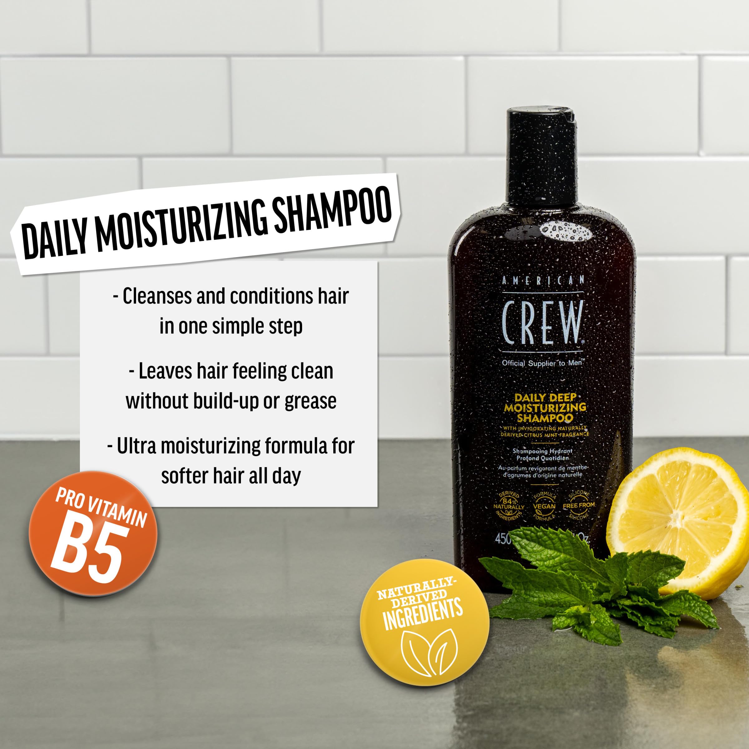 American Crew fragancia Citrus Mint brinda sensación vigorizante tras el lavado.