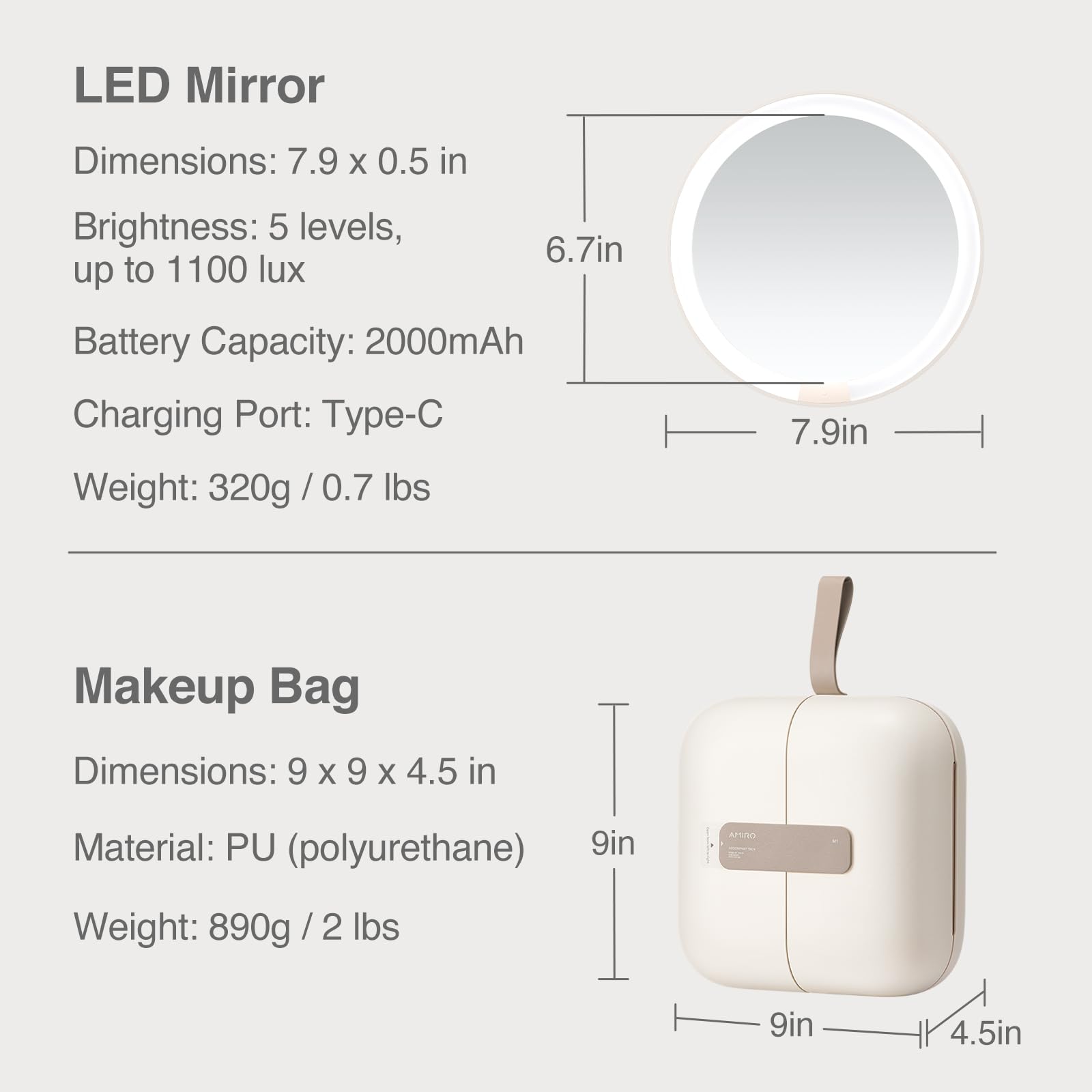 AMIRO M2 diseño compacto con asa para llevar con comodidad.