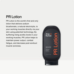 Textura cremosa de Amp Human PR Lotion que se extiende fácilmente sobre la piel.