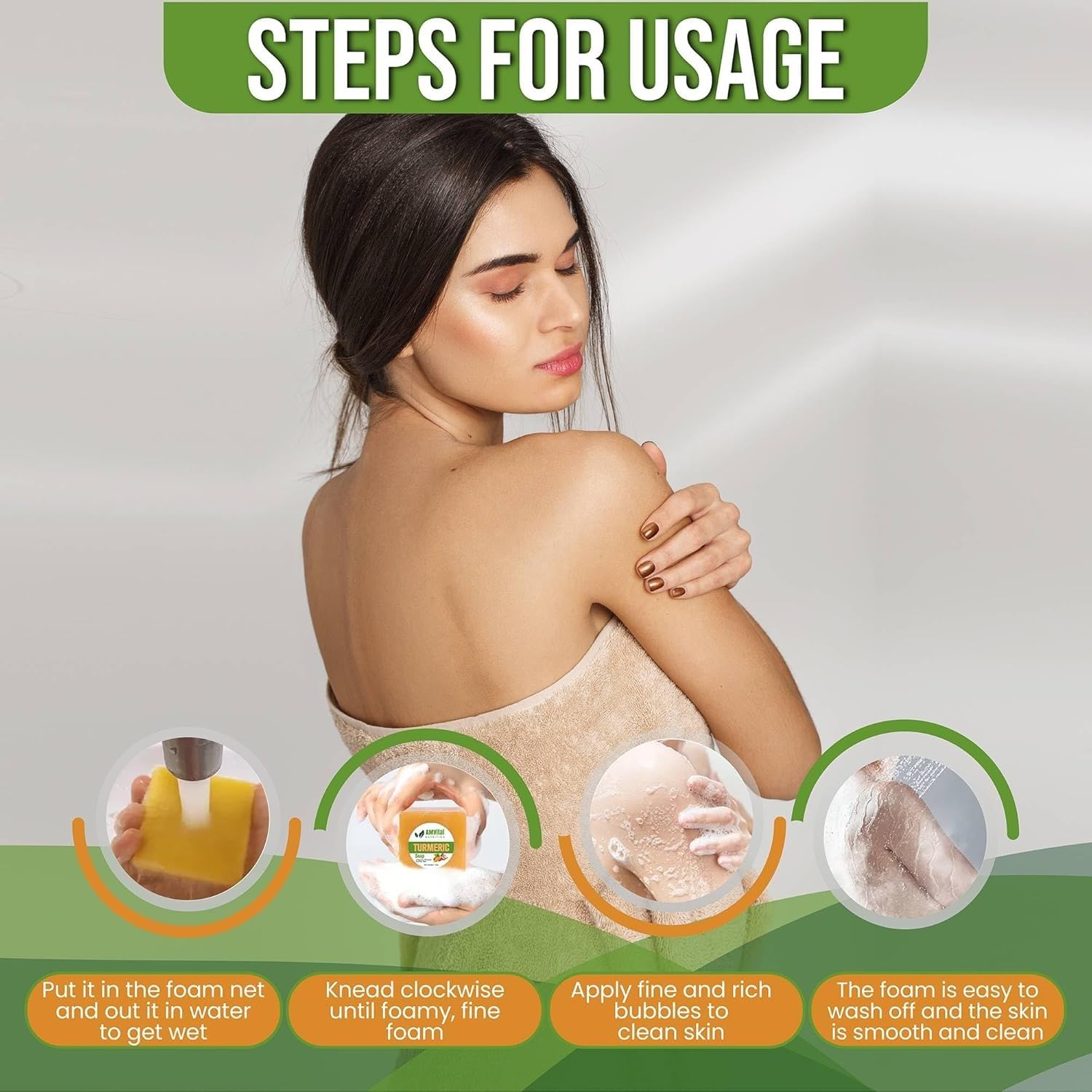 AMVital ingredientes naturales de cúrcuma para cuidado diario