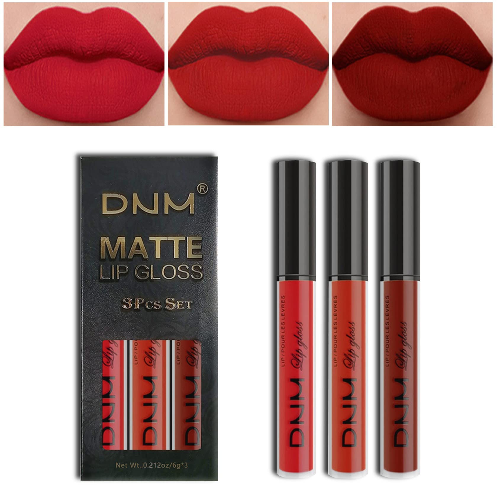 AMY'S DIARY trío de labial líquido mate rojo para color duradero.