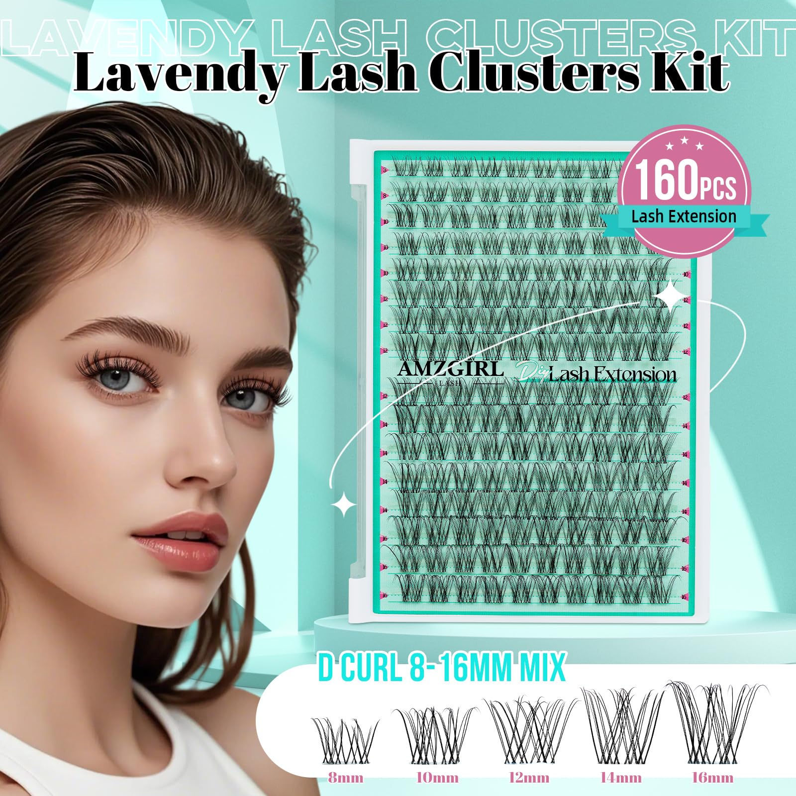 AMZGIRL LASH racimos de 8-16 mm para ajustar longitud.