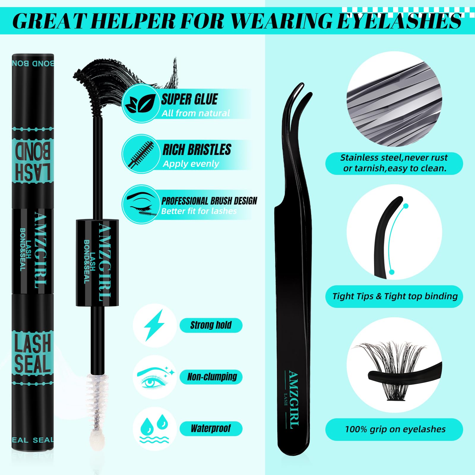 AMZGIRL LASH paso-aplicacion para instalación fácil.