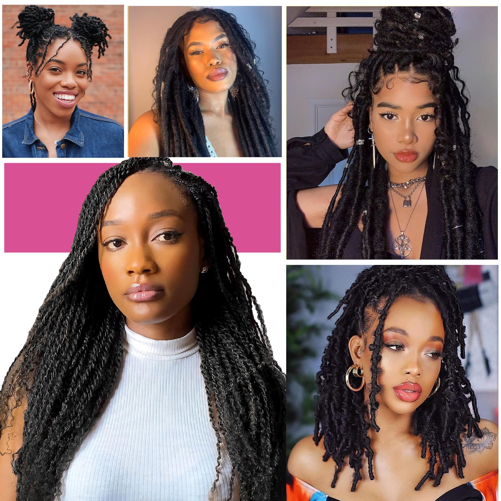 Amzluck Afro Kinky Bulk, cabello de 12 a 22 pulgadas para un look completo.