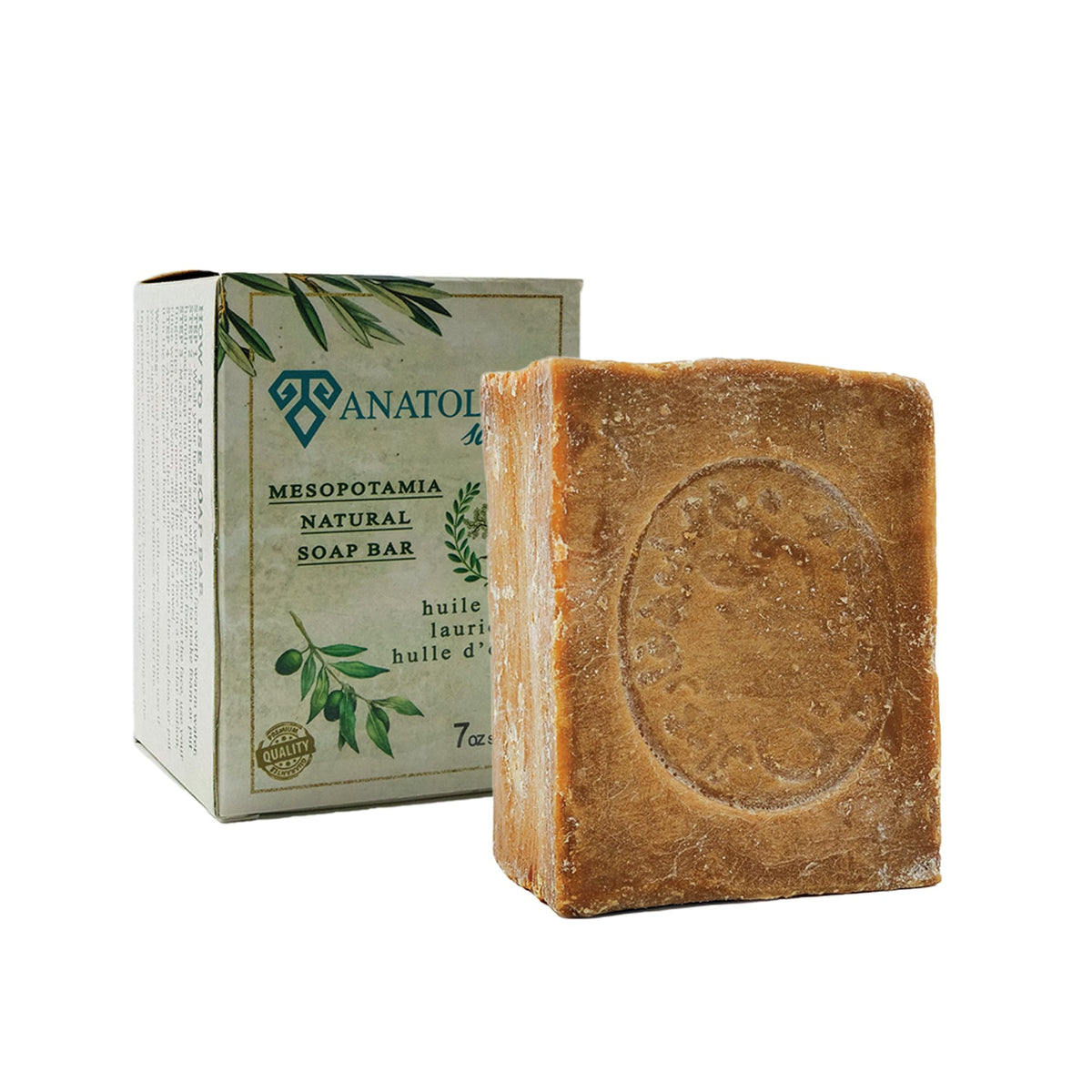 Anatolia Soap Aleppo: barra-aceite-oliva, aroma natural para uso diario.