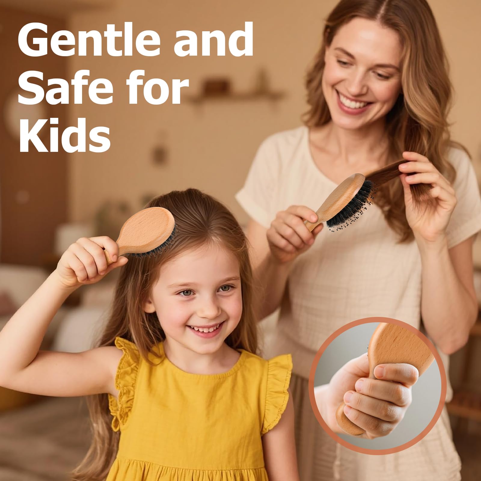 Ancable cepillo suave para niños, cómodo y amable con cabellos delicados.