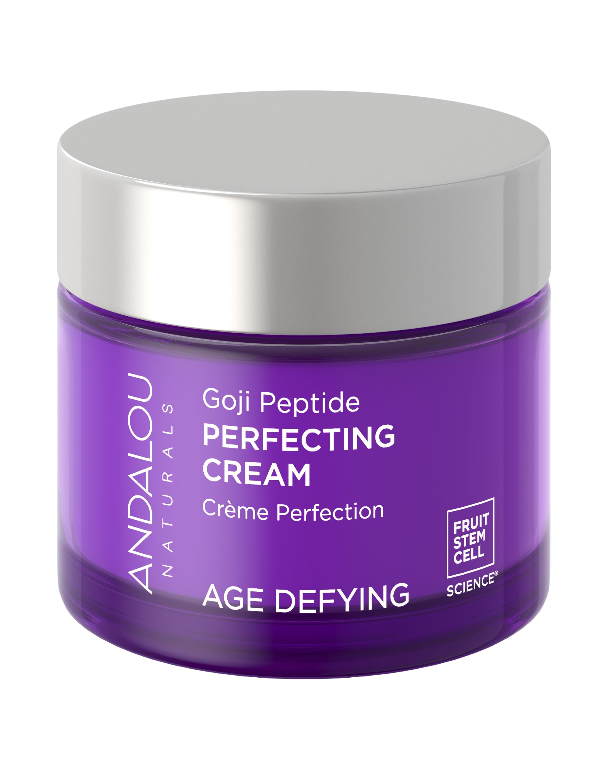 Goji Peptide Perfecting Cream de Andalou Naturals, botella, hidratación suave para piel sensible.