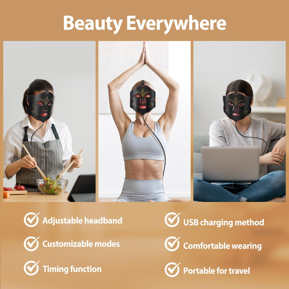 Andalusite mascarilla para viaje con luz roja, compacta