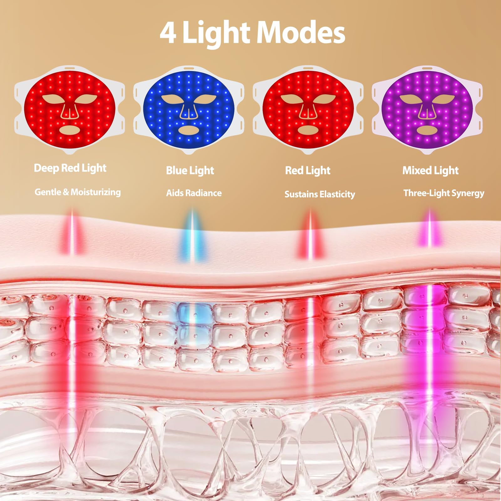 Andalusite mascarilla luz roja brillo ajustable para comodidad