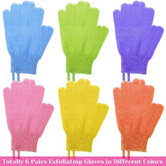 anezus guantes exfoliantes azul limpian y suavizan la piel en la ducha.
