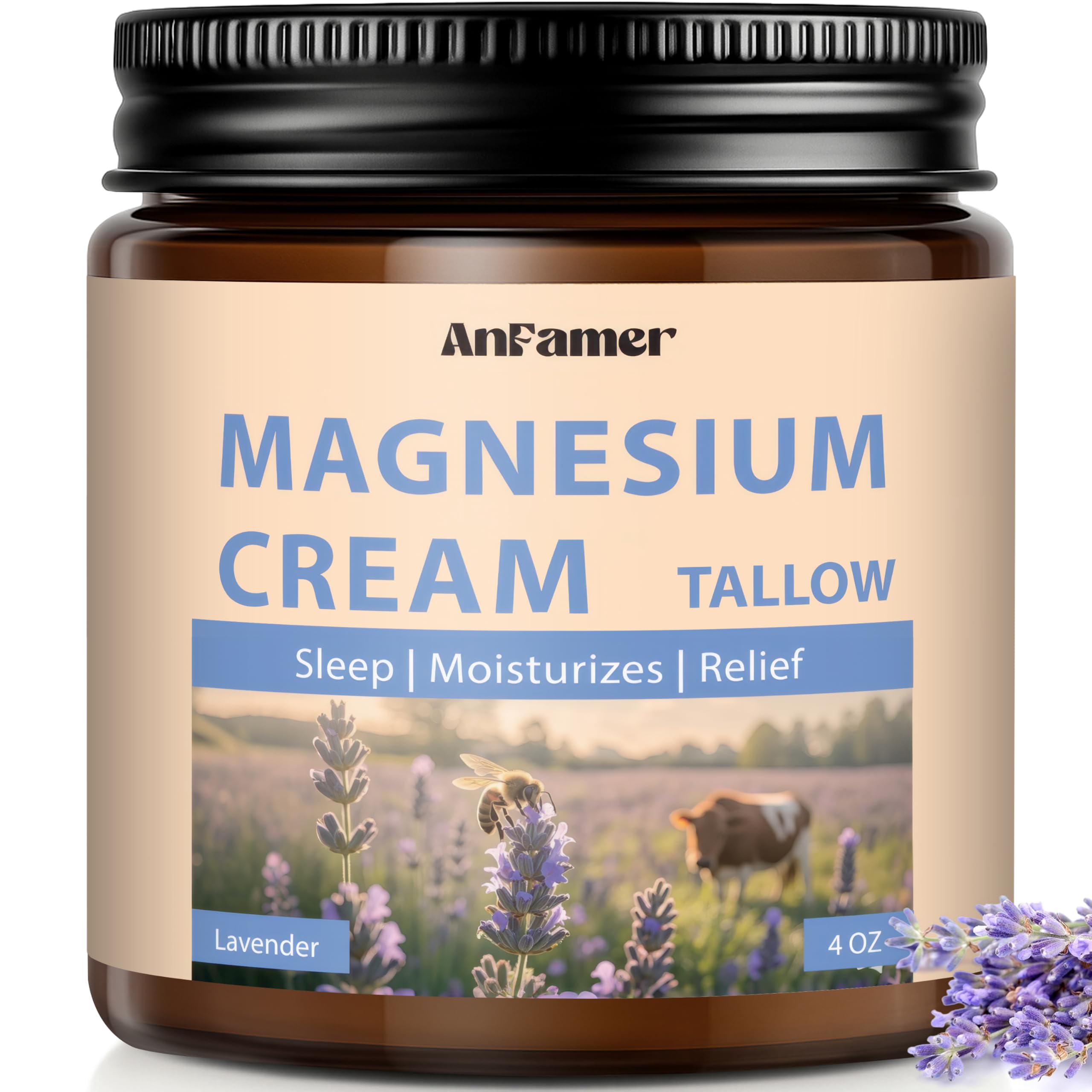 AnFamer Magnesium Cream Sleep Lavender for calm nighttime hydration.