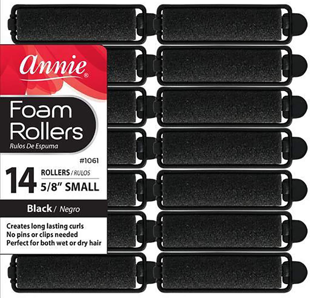 Annie rodillos de espuma 5-8 negro para rizos sin calor con manejo sencillo.