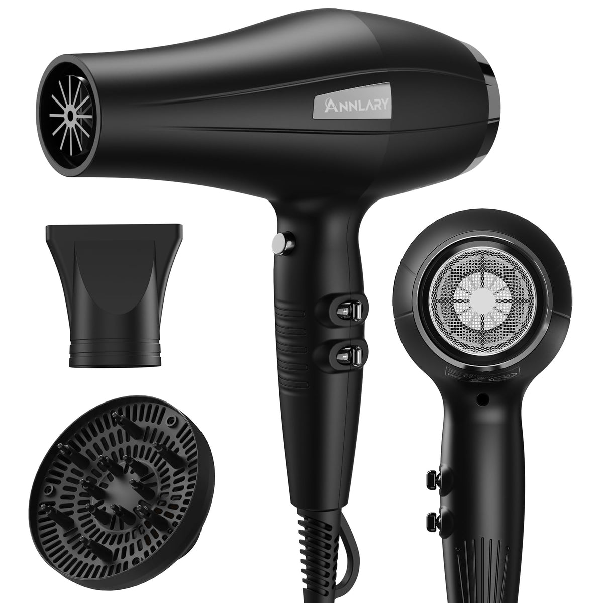 ANNLARY secador ionico con difusor para peinado suave y sin frizz.