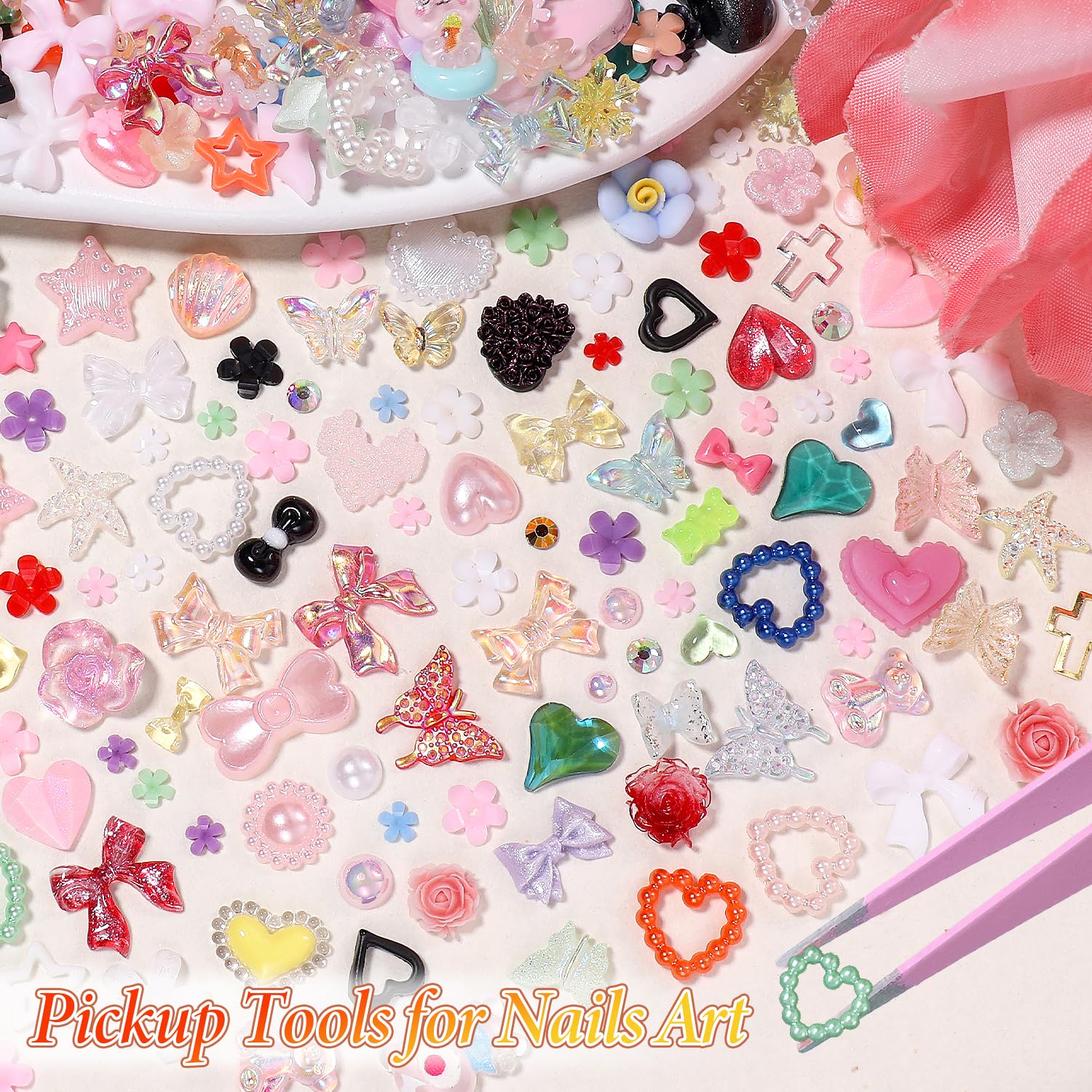 Anower charms uñas 3D corazón toque romántico sofisticado.