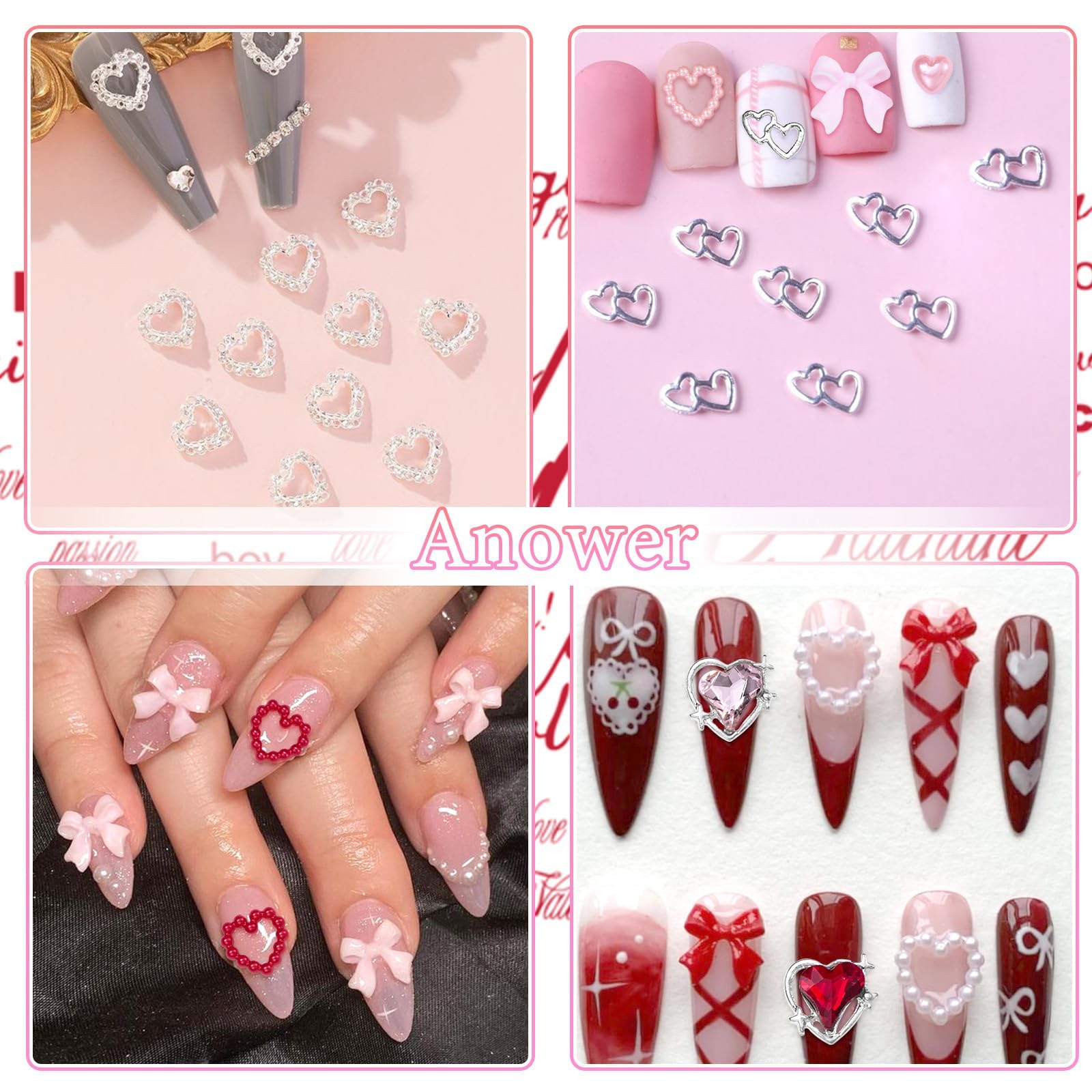 Adornos Anower perlas con forma de corazón para detalles delicados.