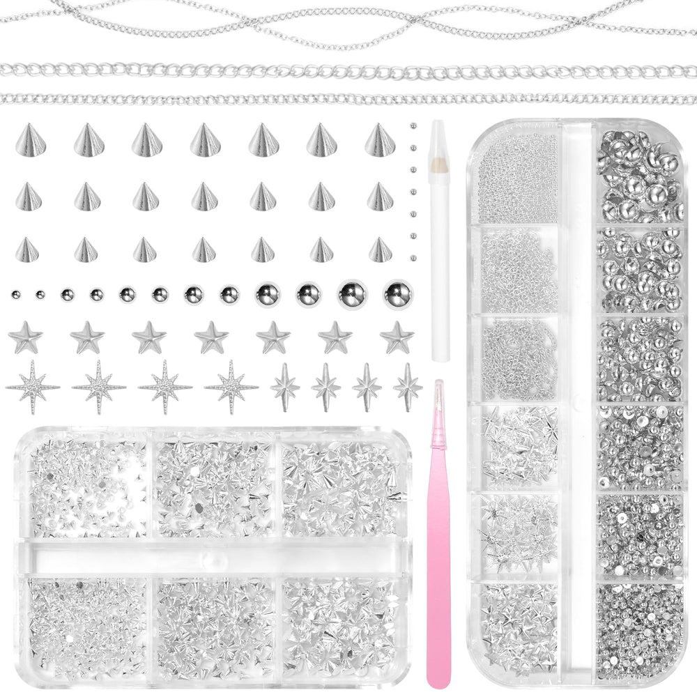 Anower perlas plata para uñas, brillo suave para manicuras elegantes