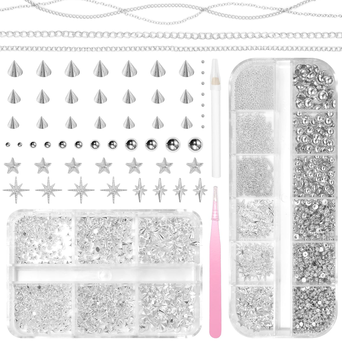 Anower perlas plata para uñas, brillo suave para manicuras elegantes